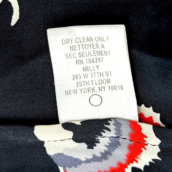 VTG Milly Silk Of New York Black Floral Print Button-Up Tunic Top Size 6 - Picture 13 of 14